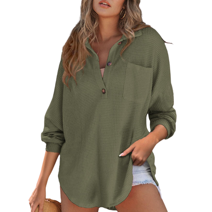 Textured Lightweight V-neck tunic blouse for women | Kathryn