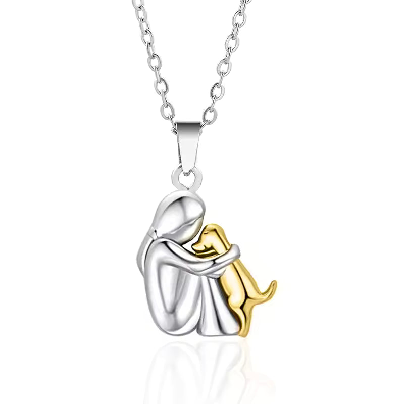 Adjustable chain dog hug pendant necklace for women | Forever -3