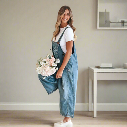 Waisted Vintage wash adjustable jumpsuit for women | Carmelita