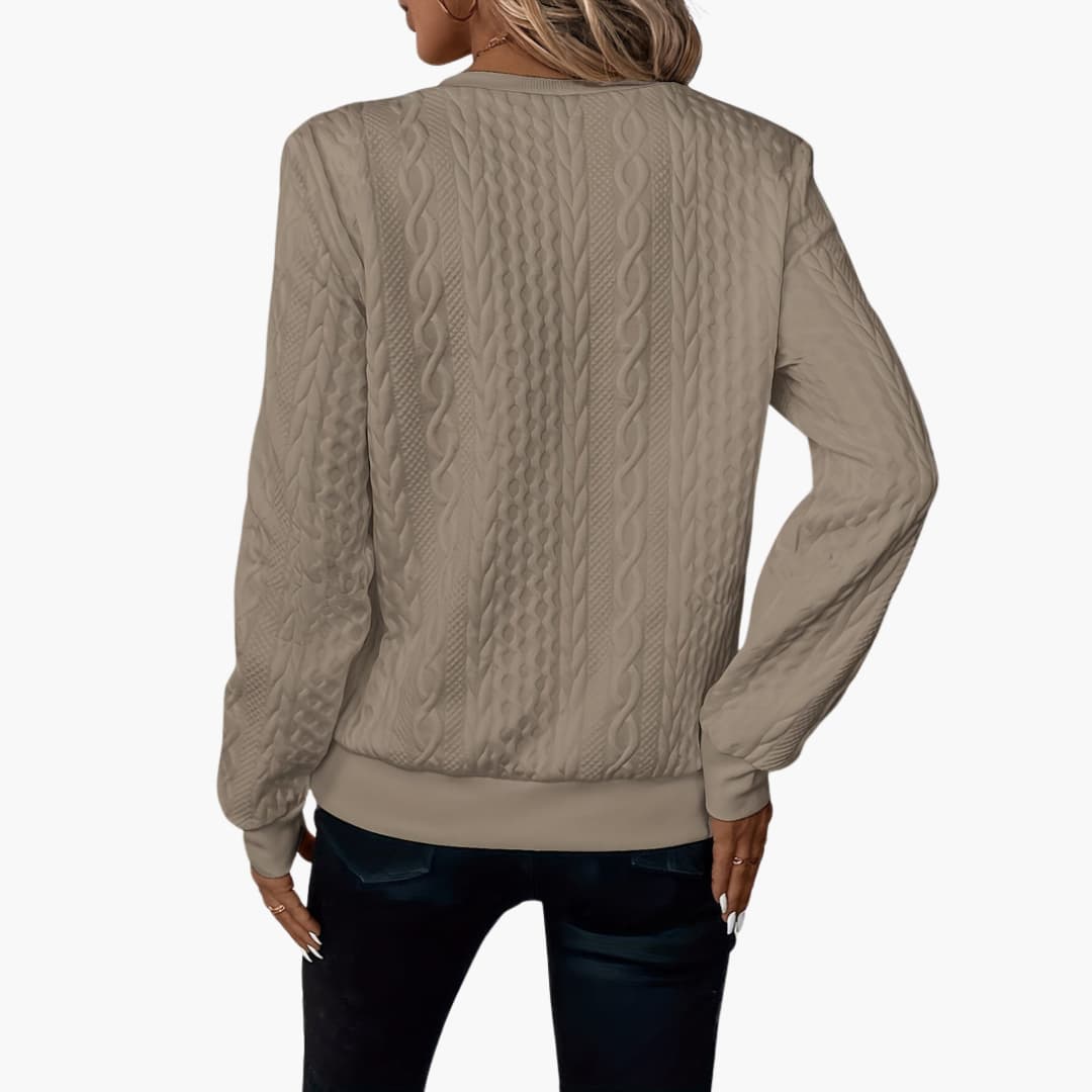 Cable-knit zip-neck pullover jumper for women -11