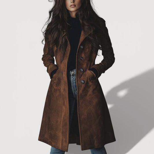 Classic suede trench coat for women | Carmen -1