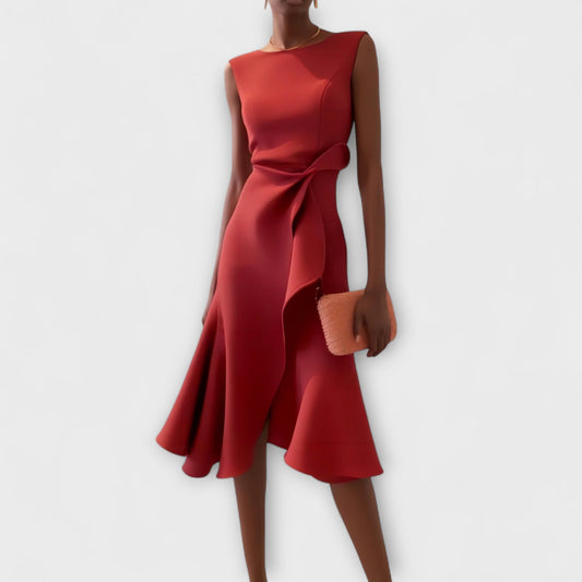 Draped asymmetric everyday midi dress for women | Sheila -1