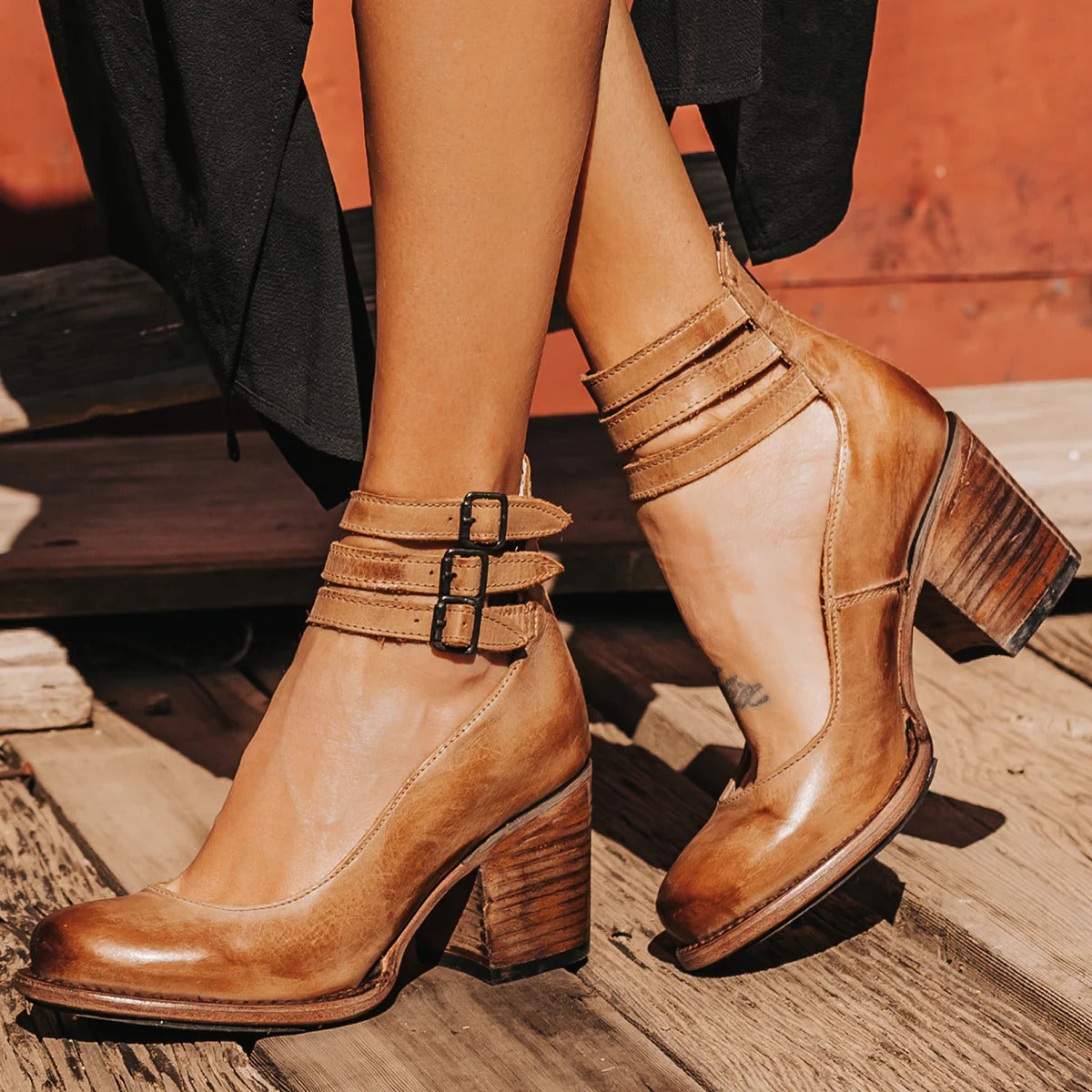 Elegant vintage ankle strap heeled sandals for women | Verona -1