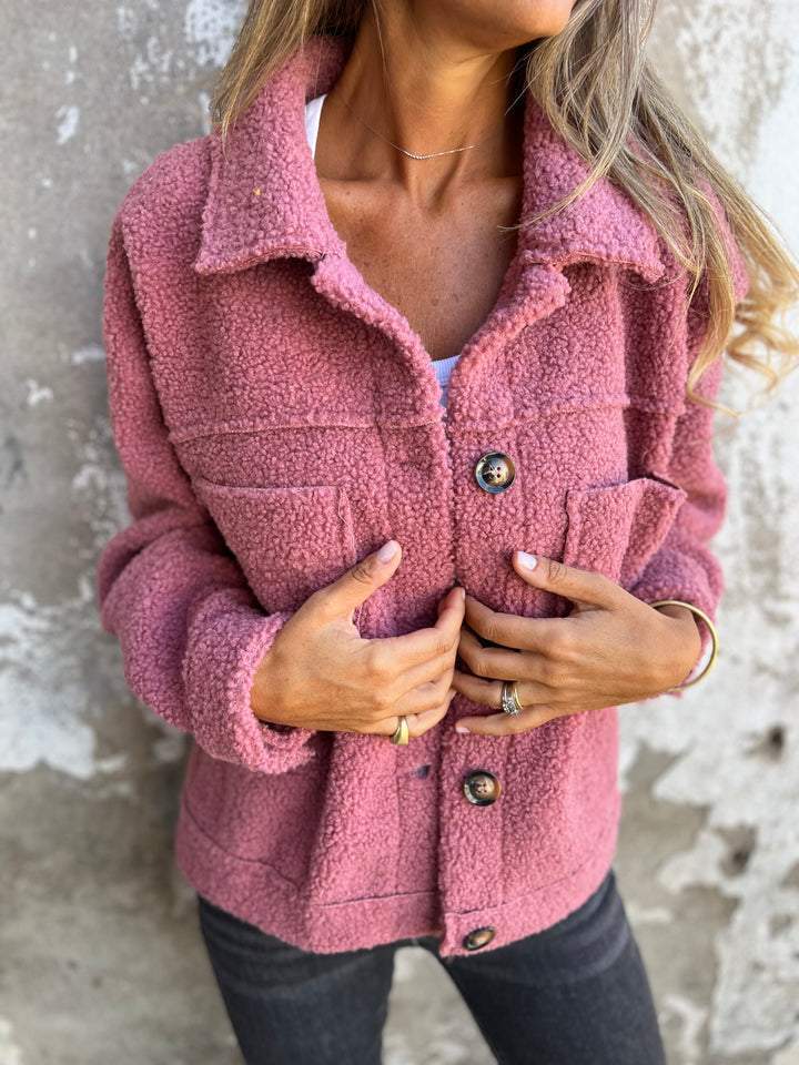 Cosy relaxed button-front casual jacket for women | Lorna -1