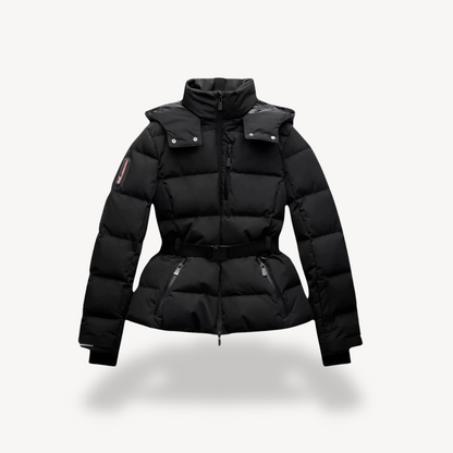 Belted stylish quilted puffer jacket for women -1