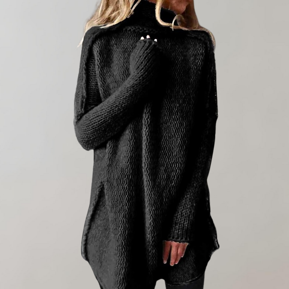 Cosy longline everyday knit sweater for women -1