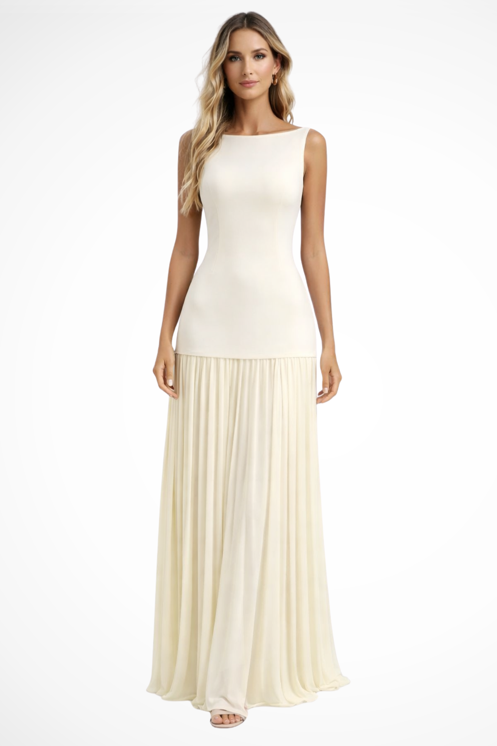 Elegant pleated formal maxi dress for women | Eline -1