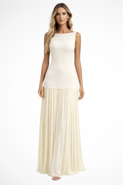 Elegant pleated formal maxi dress for women | Eline -1