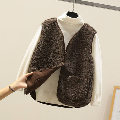Classic lambswool sleeveless knit vest for women -10