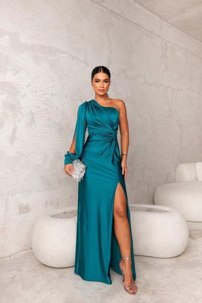 Elegant wrap-style midi dress for women | Kyara -2
