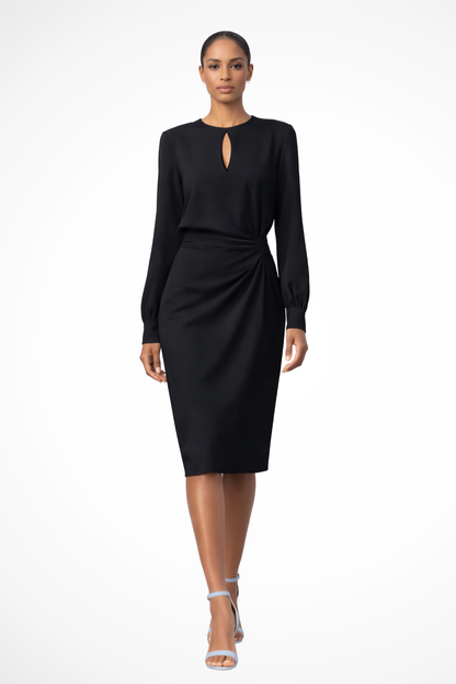 Long-sleeve formal elegant midi dress for women | Caliora -3