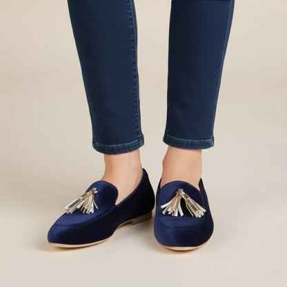 Elegant Blue loafers with tassel detail for women | Penelope