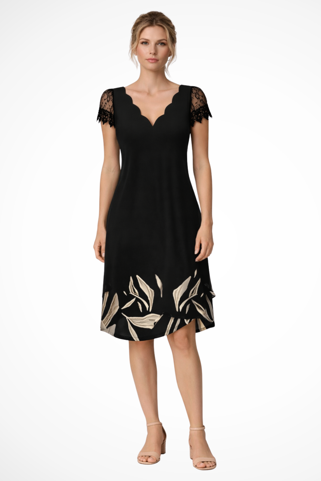 Lace-sleeve wedding guest mini dress for women | Harriet -5