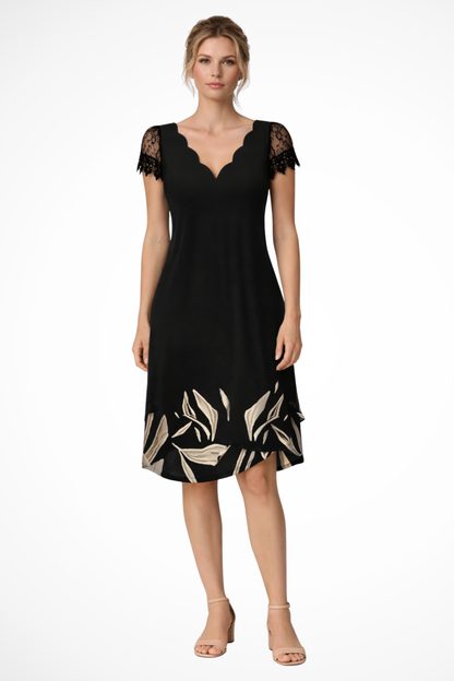 Lace-sleeve wedding guest mini dress for women | Harriet -5