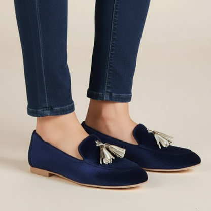 Elegant Blue loafers with tassel detail for women | Penelope