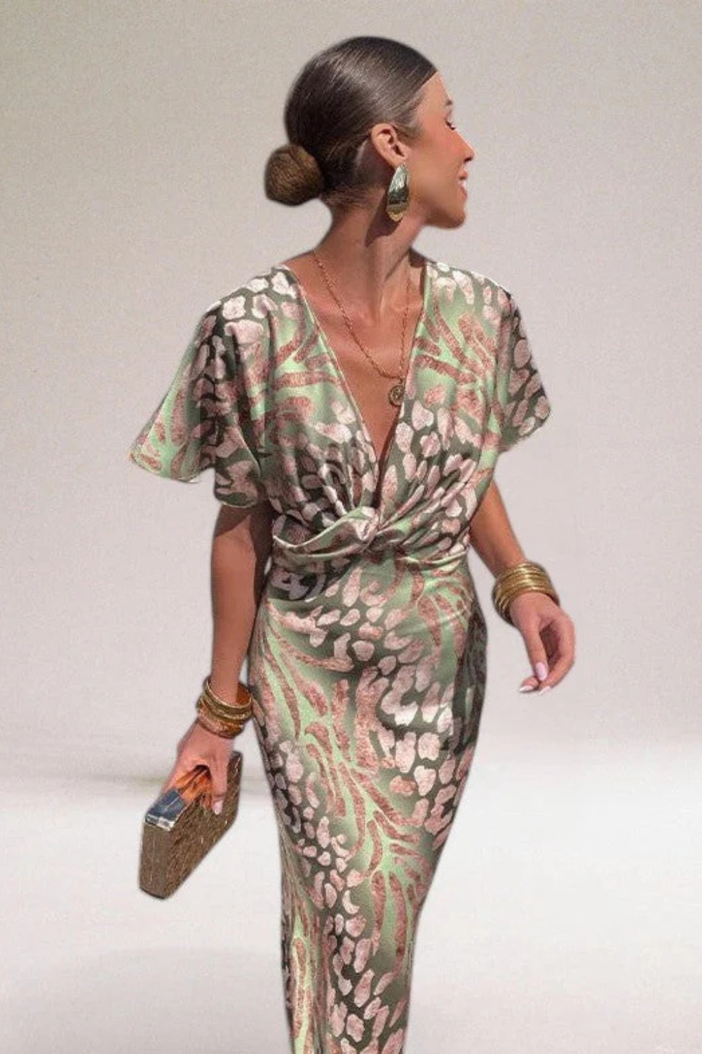 Twisted V-neck summer maxi dress for women | Elara -3