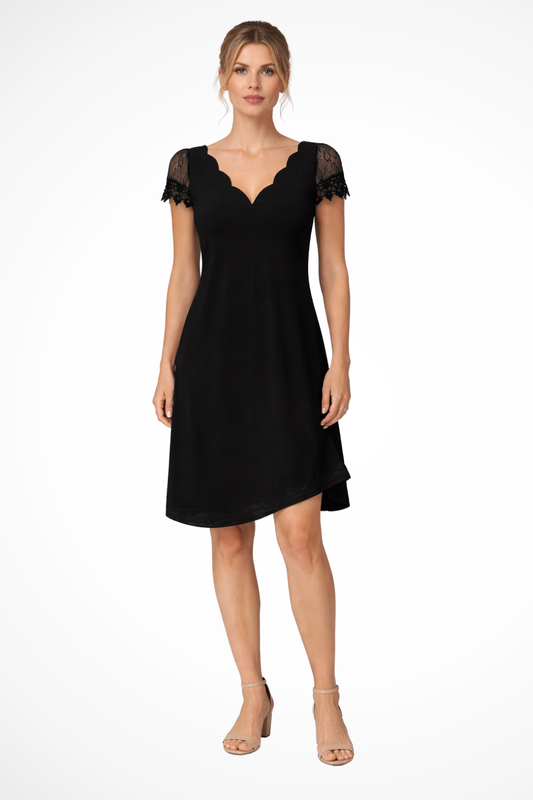 Lace-sleeve wedding guest mini dress for women | Harriet -1