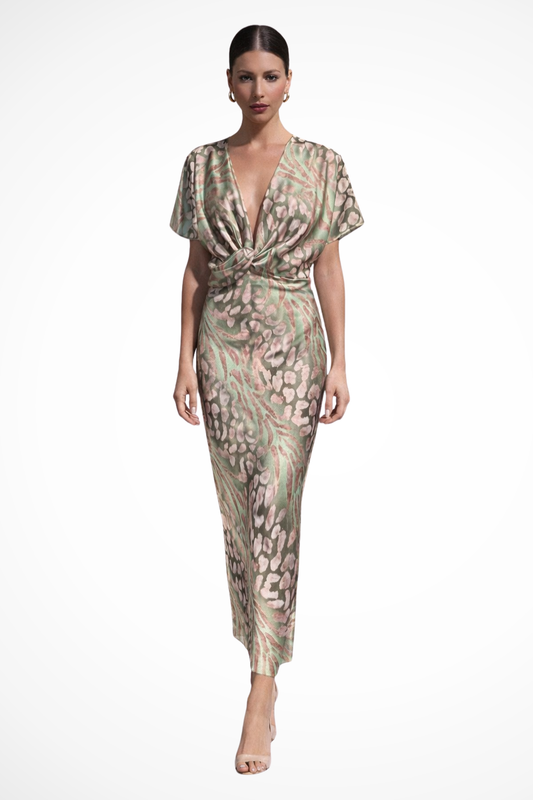 Twisted V-neck summer maxi dress for women | Elara -1