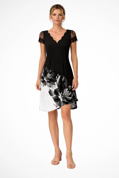 Lace-sleeve wedding guest mini dress for women | Harriet -3
