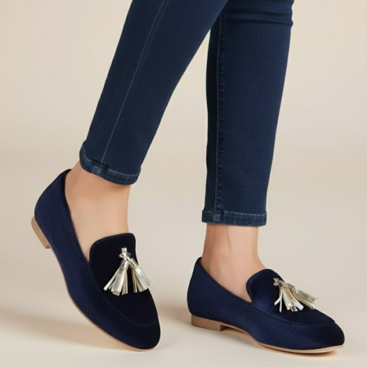 Elegant Blue loafers with tassel detail for women | Penelope