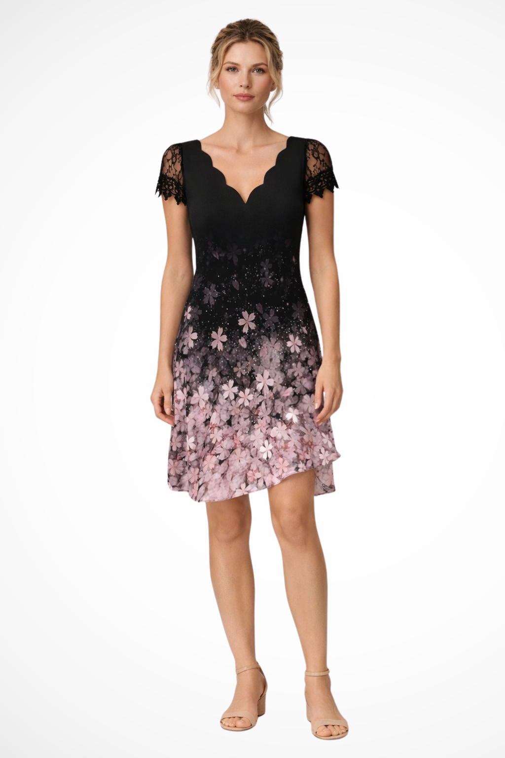 Lace-sleeve wedding guest mini dress for women | Harriet -8