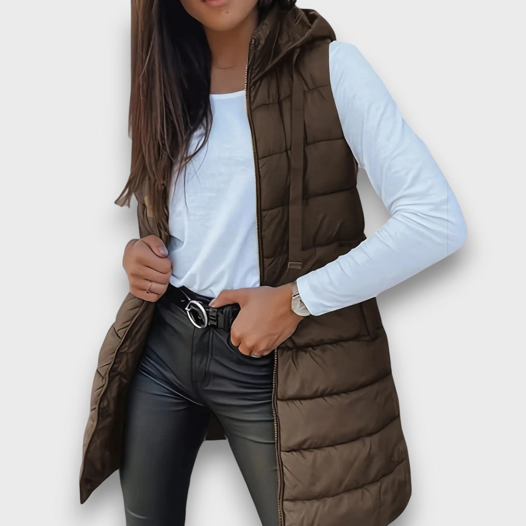 Sleeveless hooded puffer vest for women | Kaira -9