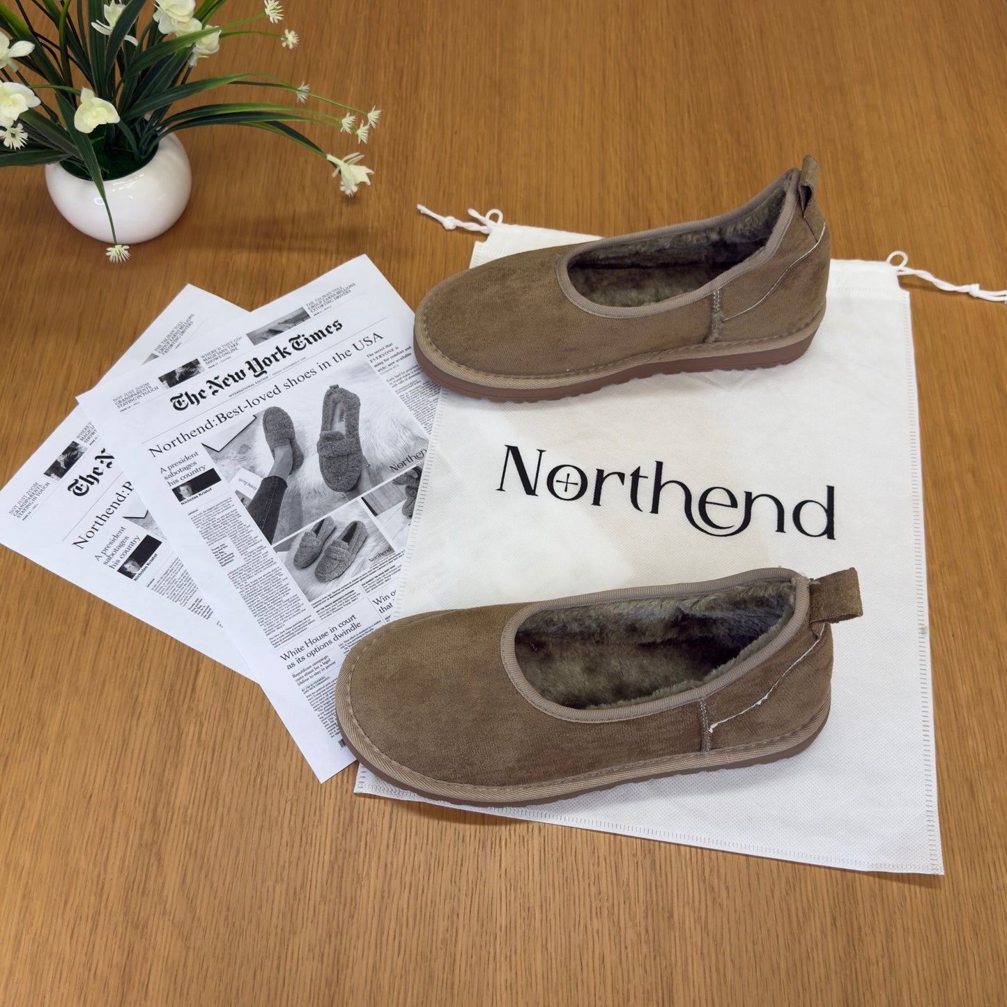 Warm snow fur lined slip-on loafers for women -7