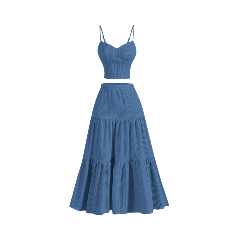 Structured Crop cami top and A-line skirt set for women | Avina