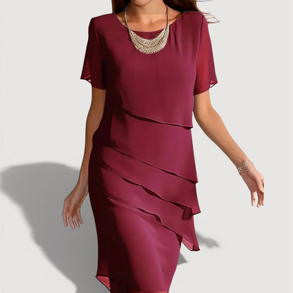 Relaxed layered everyday midi dress for women | Kendra -2
