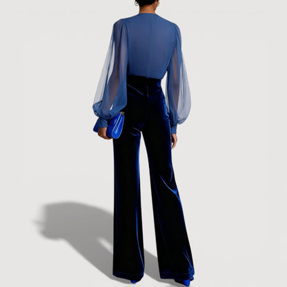 Elegant sheer-sleeve two-piece co-ord set for women | Zaira -3