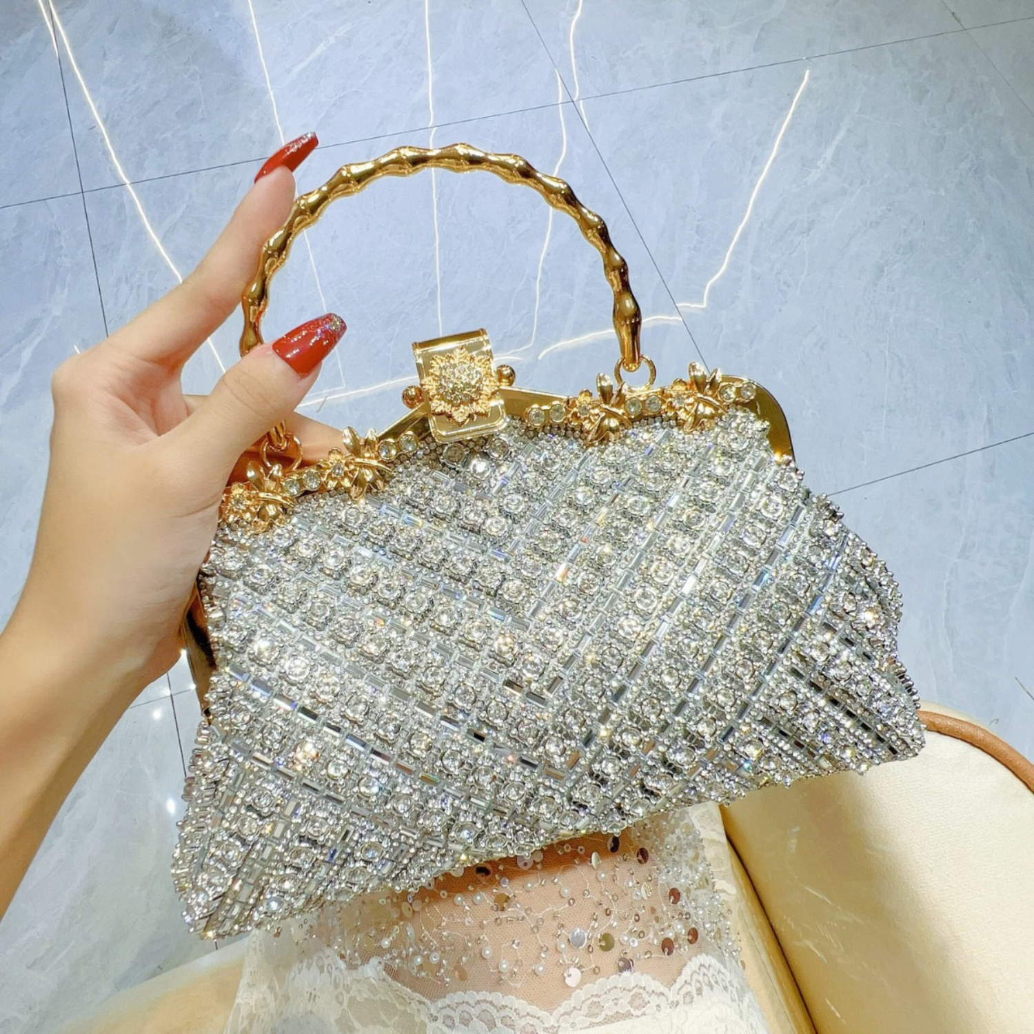 Luxurious structured vellum finish shoulder bag for women | Noble Vellum -6