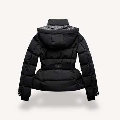 Belted stylish quilted puffer jacket for women -2