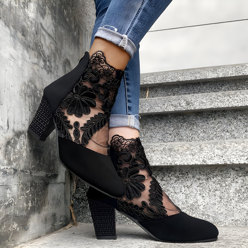 Elegant block heel ankle heels for women | Margarith -2
