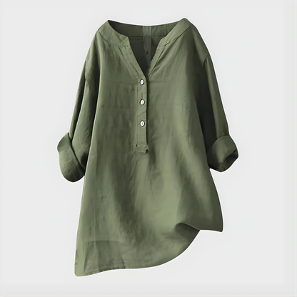 Gathered Elegant V-neck blouse for women | Virelle