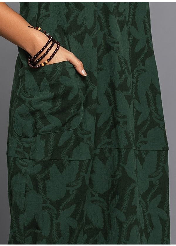 Relaxed long-sleeve midi dress with pockets for women -3