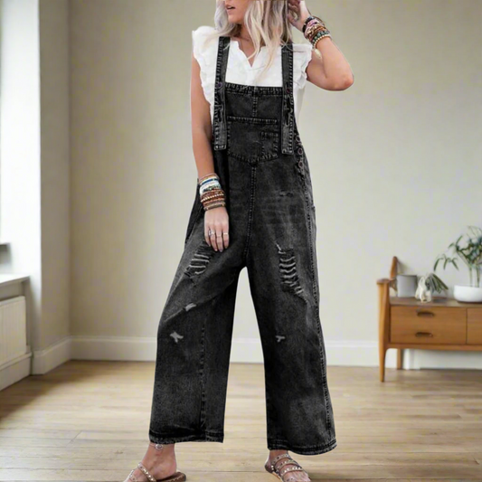 Waisted Vintage wash adjustable jumpsuit for women | Carmelita
