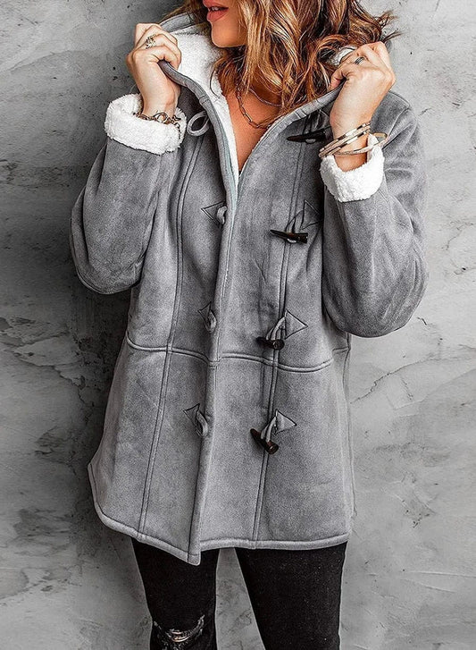 Warm hooded toggle detail winter coat for women | Arwelyn -1