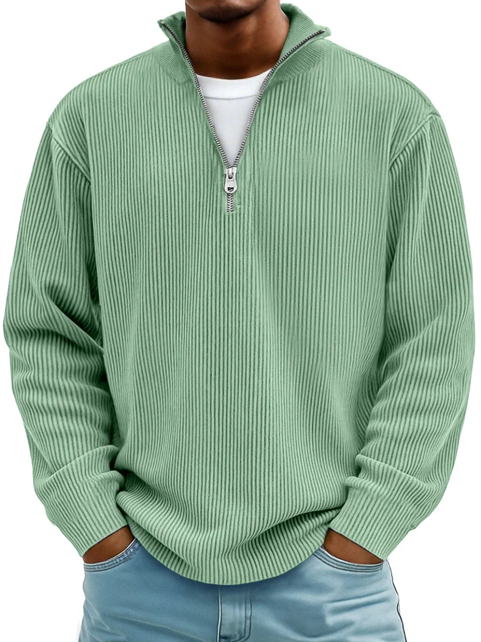 Warm classic half-zip knit sweater for men | Calix -8
