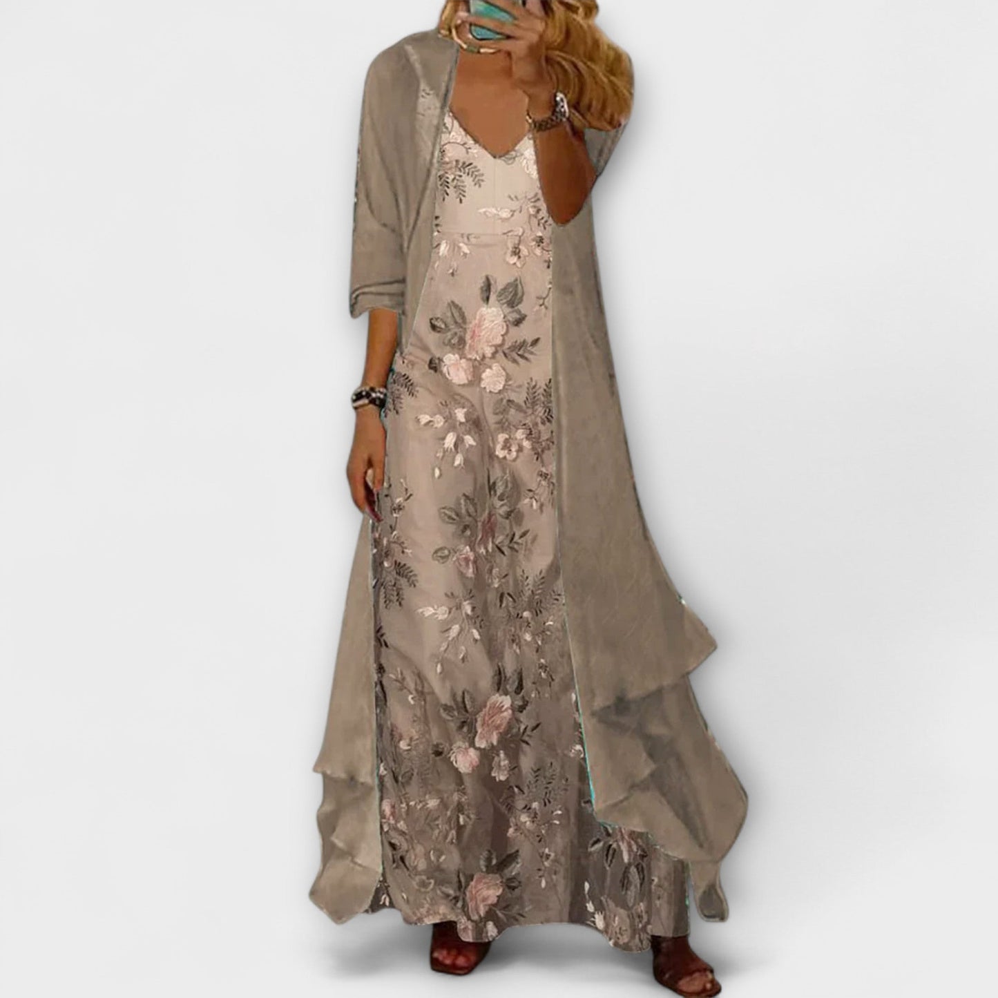 Elegant maxi dress two-piece set for women | Bryleigh -1