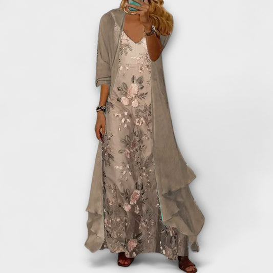 Elegant maxi dress two-piece set for women | Bryleigh -1