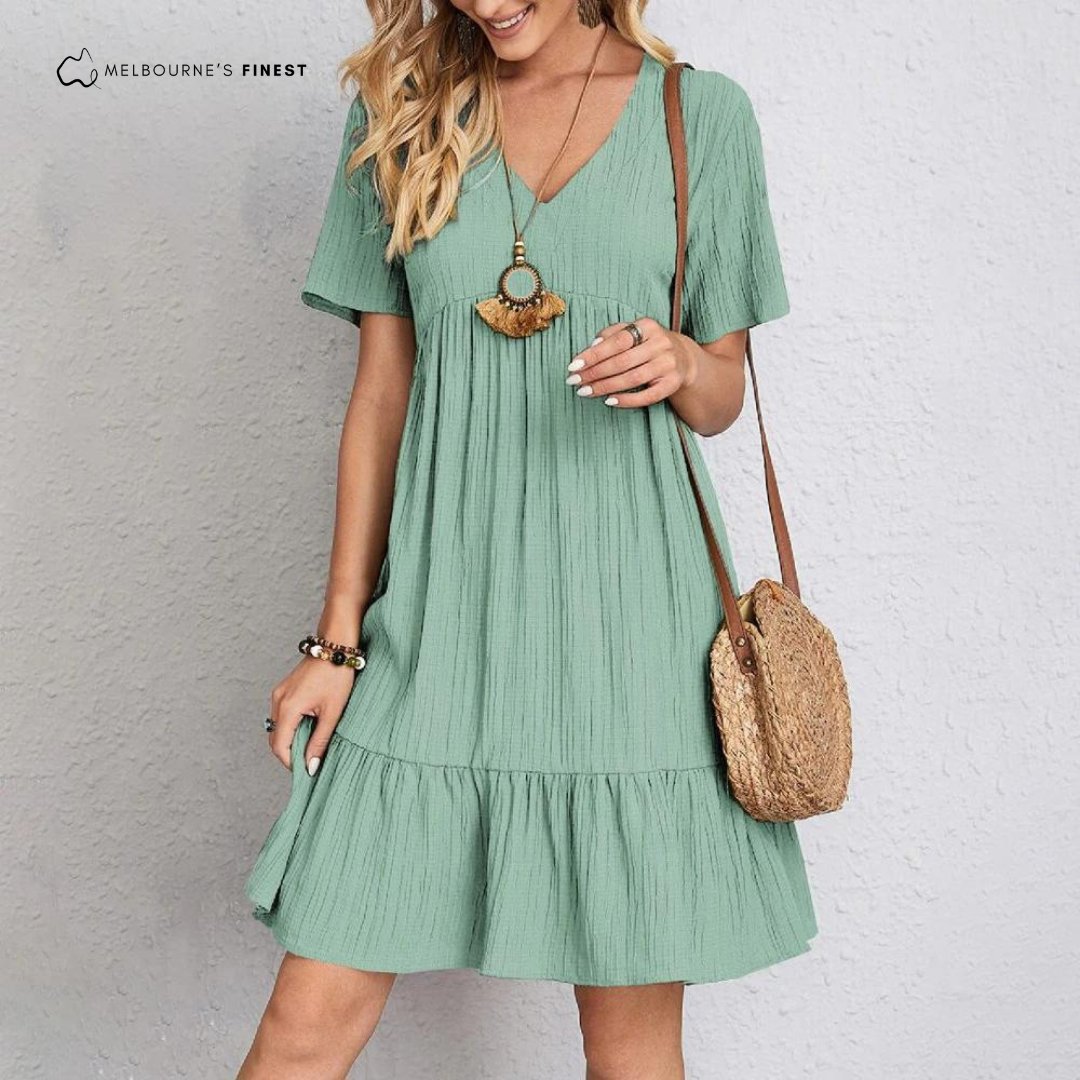 Luminous Elegant V-neck dress for women | Isolde