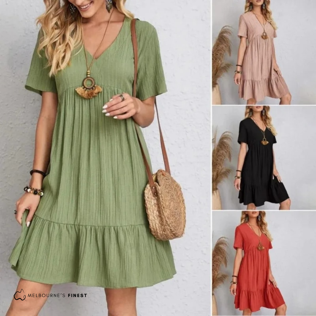 Luminous Elegant V-neck dress for women | Isolde