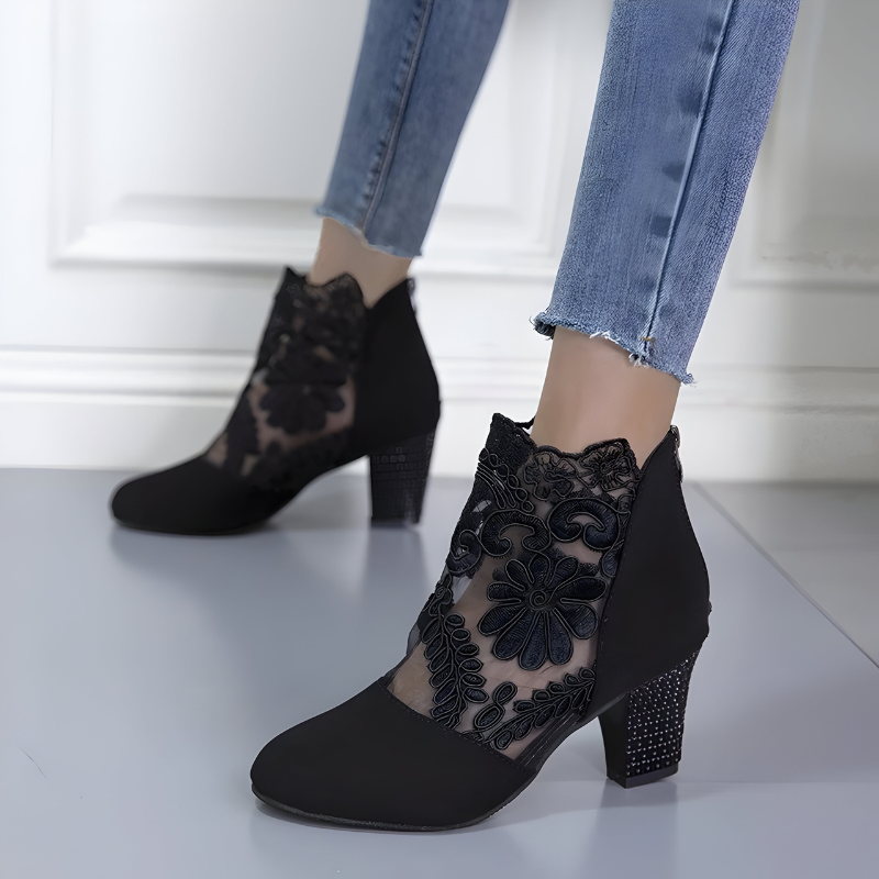 Elegant block heel ankle heels for women | Margarith -3