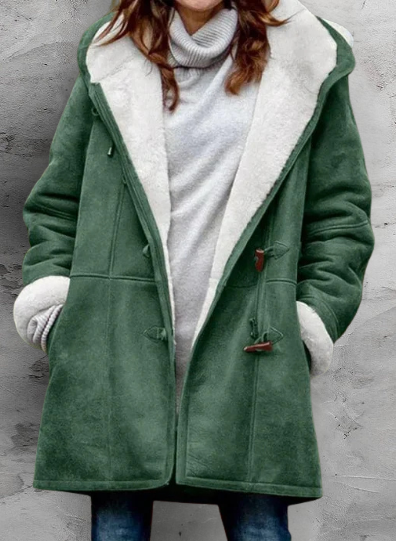 Warm hooded toggle detail winter coat for women | Arwelyn -10