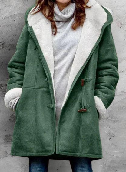 Warm hooded toggle detail winter coat for women | Arwelyn -10