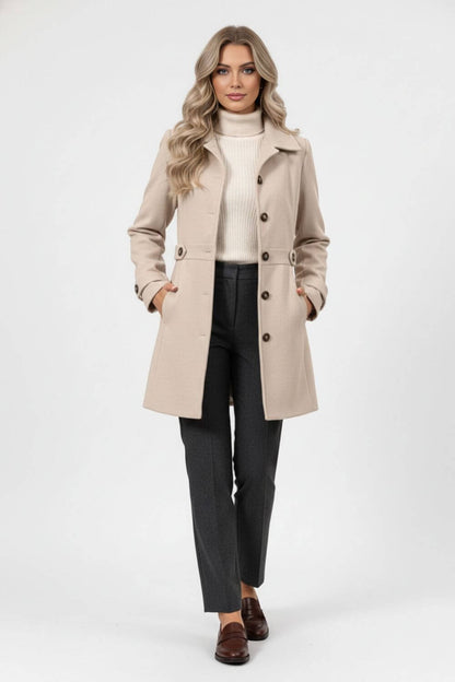 Elegant structured buttoned winter coat for women -6