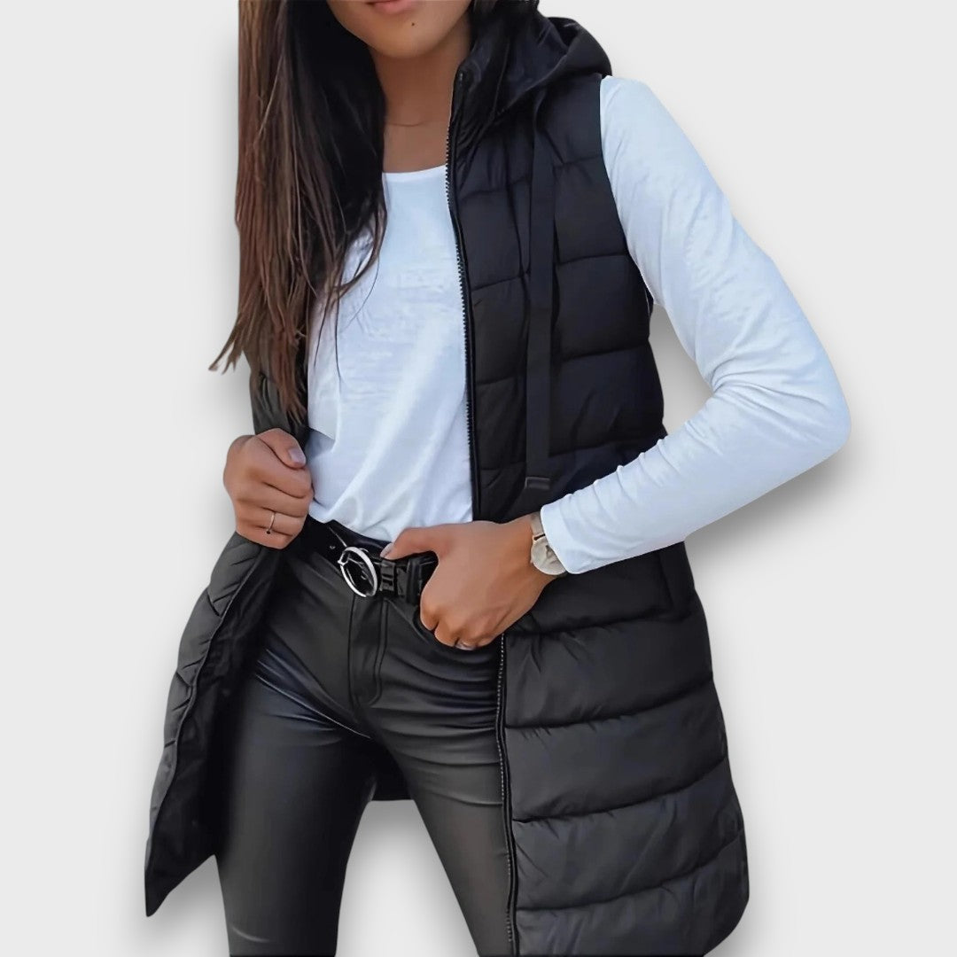 Sleeveless hooded puffer vest for women | Kaira -1