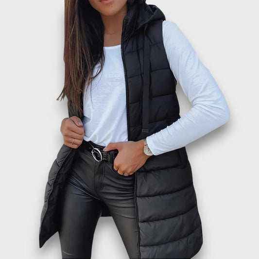 Sleeveless hooded puffer vest for women | Kaira -1