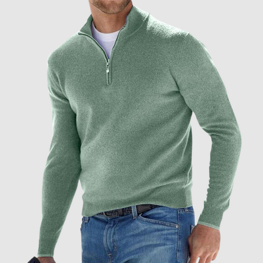 Soft relaxed half-zip knit sweater for men | Harris -1