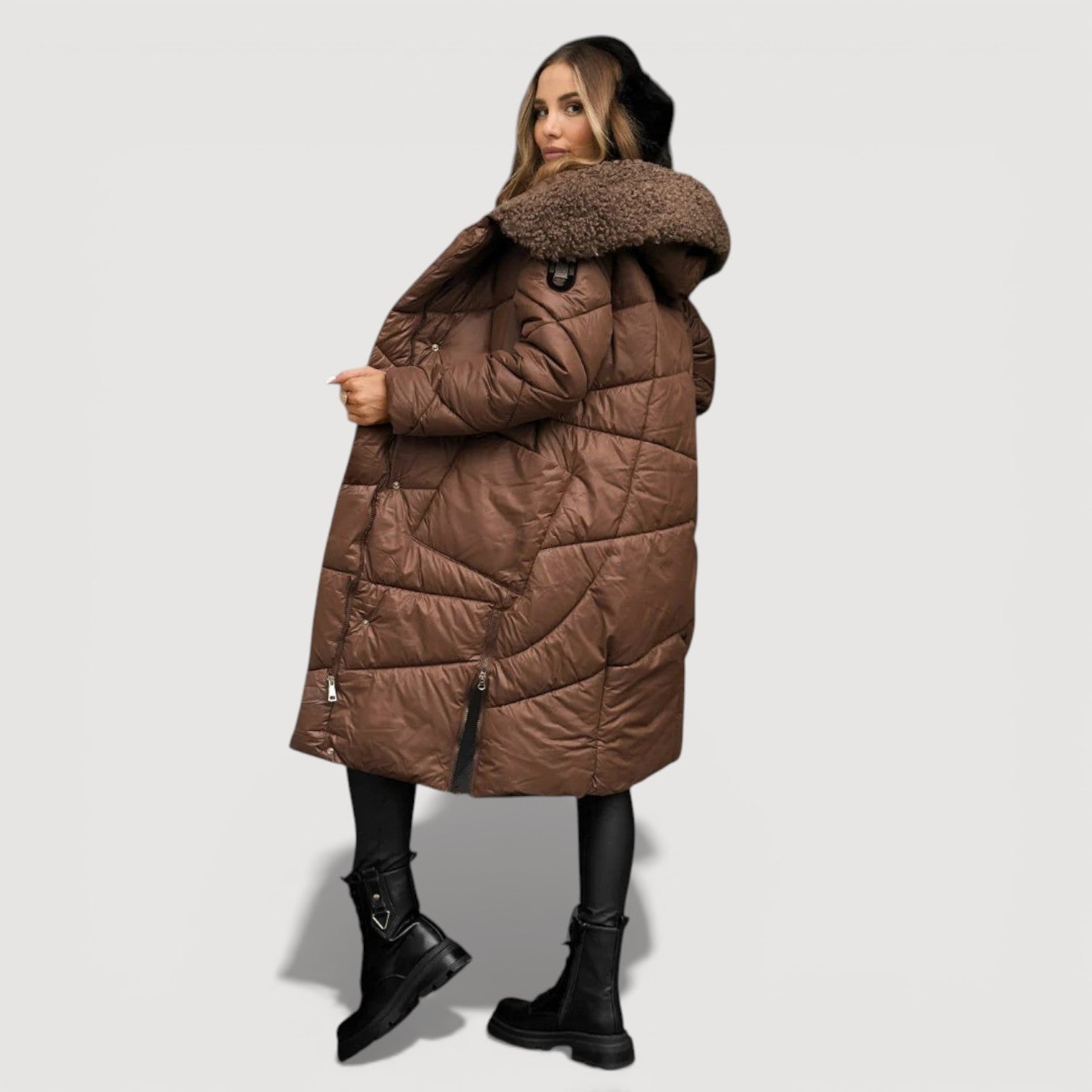 Warm long puffer coat for women | Hilda -5